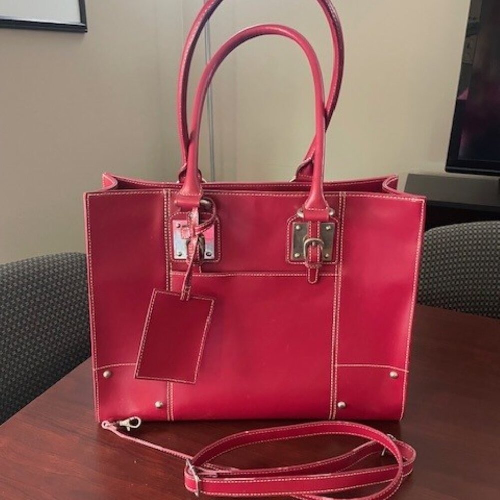 Wilson Leather Red Women's Briefcase Work Travel Briefcase/Messenger Bag